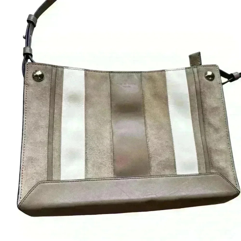 Rag & Bone Compass Crossbody Bag Purse Leather Suede Beige White Sm Crossbody NY - Picture 2 of 8